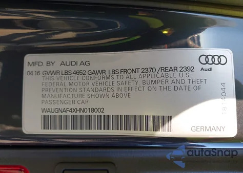 2017 Audi A4 2.0T Premium z USA, uszkodzony, nr VIN WAUGNAF4XHN018002